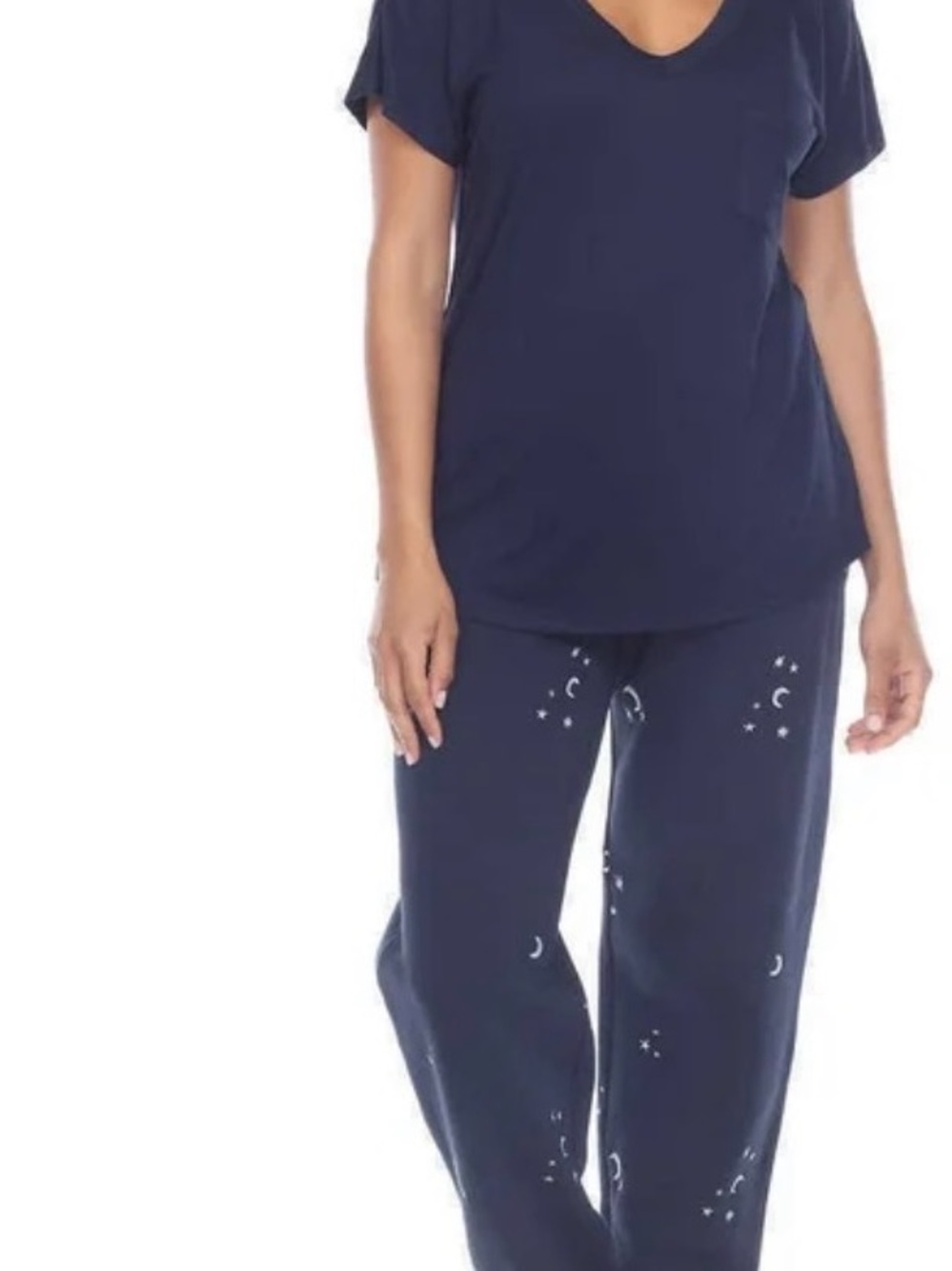 NWT Large Navy Moon Print Pajama Set - Short Sleeve Top & Lounge Pants